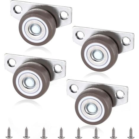 Lot de 4 petites roulettes à montage latéral de 3,2 cm, mini roulettes rigides non pivotantes pour meubles, tiroirs, plateaux, armoire à roulettes (1/5)