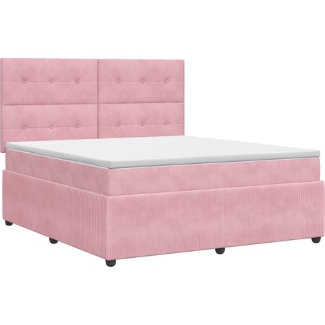Maison Exclusive - Letto box spring con materasso Rosa 140 x 200 cm Velluto (1/5)