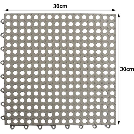 Lot de 2 tapis de douche carrés antidérapants avec points de support cylindriques, pour baignoire et balcon, gris clair.