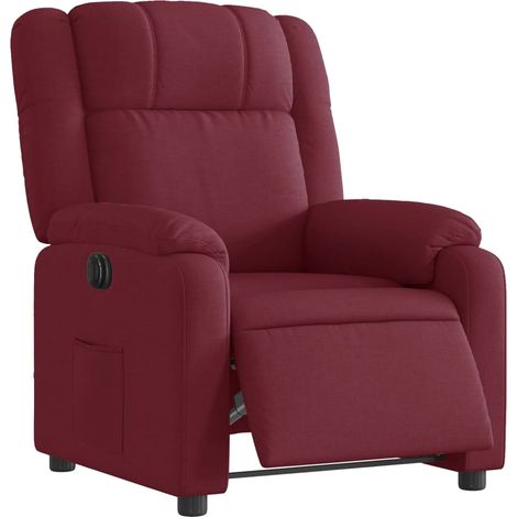 vidaXL Poltrona Elettrica Reclinabile Rosso Vino in Tessuto (1/5)