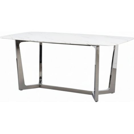 Table à manger plateau granite marbré blanc 180x90 cm – GOSSIP (1/5)