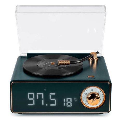 Bigben Kabelloser Lautsprecher mit Vintage Wecker Grün Epok