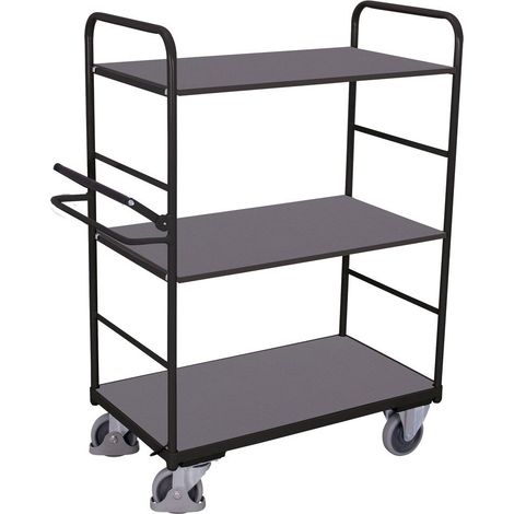 VARIOfit Etagenwagen, hoch Totmannbremse und 3 Ladeflächen 1000x600mm RAL 7016 Anthrazitgrau