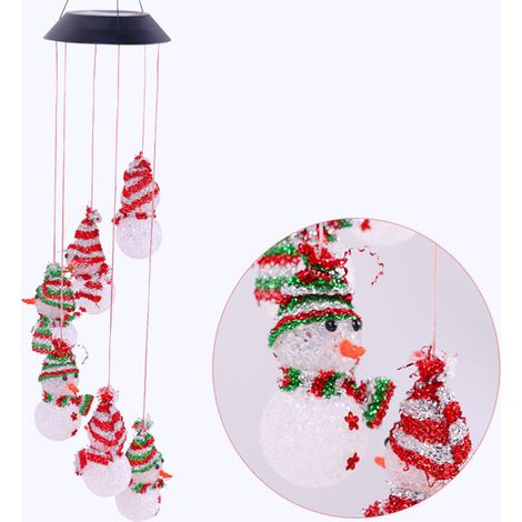 Guirnalda de luces solares con diseño de muñeco de nieve, decoración colgante para jardín y patio, regalo navideño luminoso - Crezuo