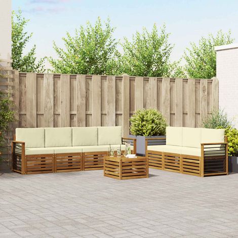 Sofagarnituren 8 pcs Natur und Creme Massivholz Akazie (1/5)