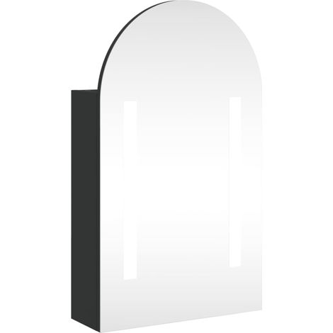 Armoire de bain à miroir avec LED arquée noir 42x13x70 (1/5)