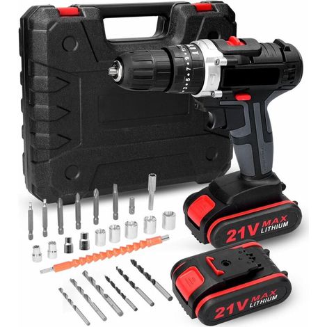 SJLERST Electric Drill, Ménage 3in1 Multifonction Perceuse Électrique Mini Tournevis Rotation Façons Réglage 25 Vitesses de Couples Réglable