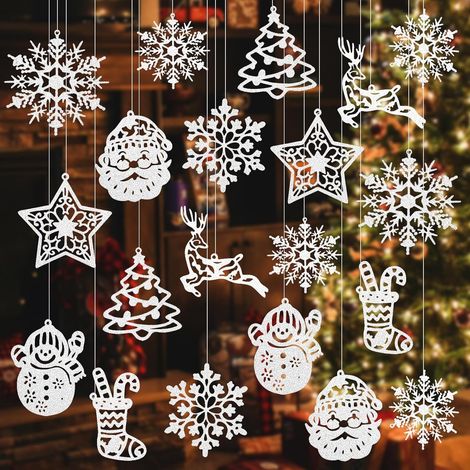 Adornos navideños para el árbol de Navidad, 42 piezas: colgantes navideños, adornos colgantes de copos de nieve (1/5)