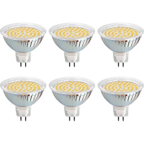 Ampoule GU5.3 LED 12V 3W Blanc Froid 6000K, Ø50mm, 120 Degrés, Équivalent GU5.3 30W, 500LM, AC/DC 12V, Spot LED MR16 GU5.3 pour Cuisine/Salle de Bain/Armoire, Non-dimmable, lot de 6