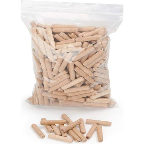 400 pcs de cheville bois 8 mm x 50 mm - goujon bois de hêtre massif - convient pour gabarit de percage/guide de percage (1/3)