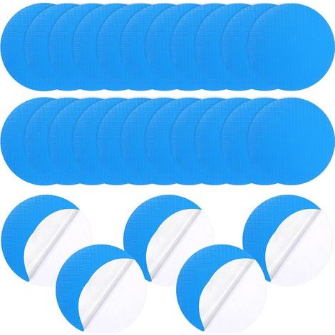 Kit de réparation Outus 24 Stück aus Vinyl, Patches de réparation auto-adhésifs pour piscines hors sol, bateaux gonflables and matelass pneumatiques, 10 cm (blau uni)