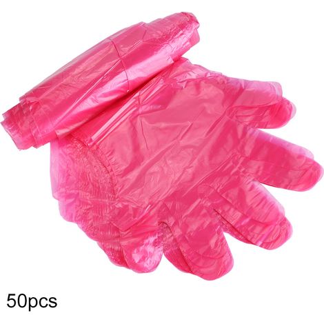 50 gants longs jetables en plastique par sachet pour examen vétérinaire des animaux de ferme (rouge) (1/5)