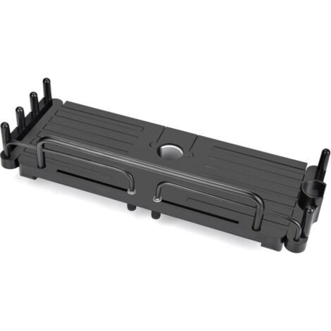 Étagère de douche télescopique sans perçage 32-48 cm, étagère de rangement suspendue pour barre de douche de 18 à 25 mm (noire) (1/5)