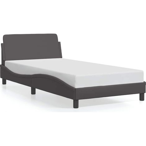 Lit Adulte Lit Simple Cadre de lit - gris 100x200 cm similicuir fr27583 (1/5)