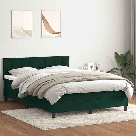 Sommier à lattes de lit et matelas vert foncé 160x220cm velours