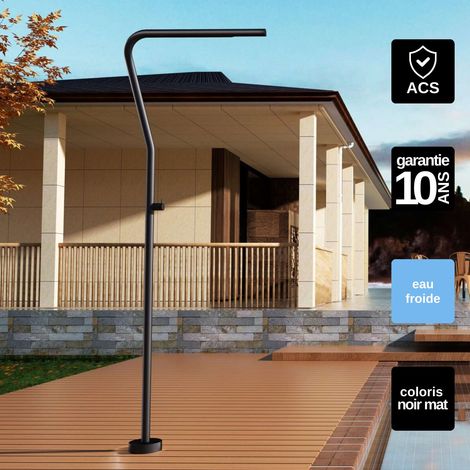 Douche de piscine Nevada en Acier Inox.S316 Noir Mat – Tête Ø42mm /Corps Ø42mm/H. 2,18m – Garantie 10 ans - POOLIMEX (1/5)
