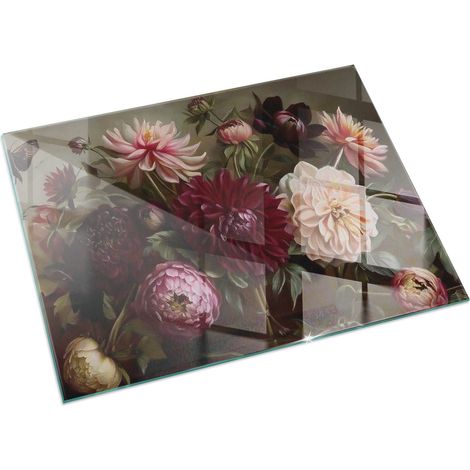 Piastra per Camino di Vetro Temperato Protezione per Caminetto dal Calore Resistente a Scintille e Graffi Bouquet di fiori in dettaglio 60x40 cm (1/5)