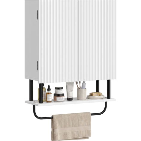 HOMCOM Modern Bathroom Wall Cabinet with 2 Wavy Doors White (1/5)