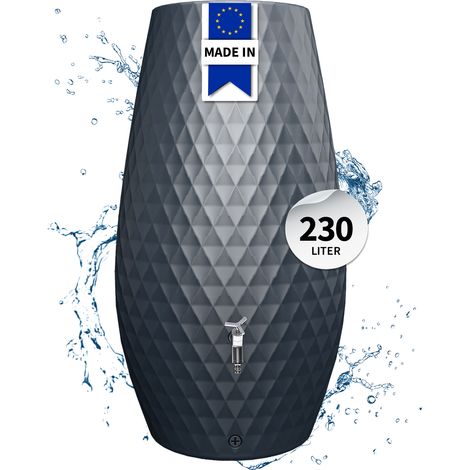 GARANTIA TRIAGON 2in1 bepflanzbare Regentonne 230 Liter graphite grey mit integrierter Pflanzschale