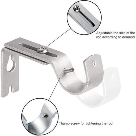 (argent-Supports de tringle)4Pcs Support Mural Réglable pour Tringle à Rideau Fixations en Acier Inoxydable pour Barre à Rideaux avec Vis de Fixation - Argent
