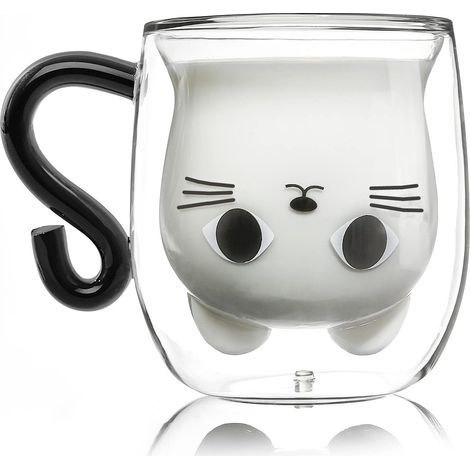 Katzenbecher, doppelwandiger Kaffeebecher, originelles Weihnachtsgeschenk für Frauen, Mädchen, Ehefrauen, Mütter, Kindermädchen, Taufpatinnen, Freundinnen, Kinder, Jungen, Mädchen, Valentinstag, Mutte (1/5)