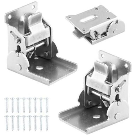 Pack De 8 Charnières Pliantes Autobloquantes En Acier Froid Laminé Pour Pied Table Rabattable Et Étagères Rabattables, Avec Verrouillage À 90°, Épaisseur 30mm, Inclus 64 Vis (1/5)