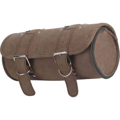 Sacoche latérale moto universelle en PU marron style vintage avec sangle de rangement pour outils (1/5)