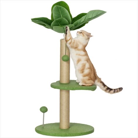 Arbre à chat vert en peluche teddy 40 x 40 x 83 cm (1/5)