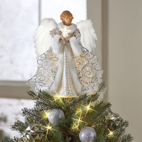 Délicate décoration de sapin de Noël, pendentif ange blanc, statuette d'ange pour la décoration intérieure, décoration pour une ambiance festive – 32 cm (1/3)