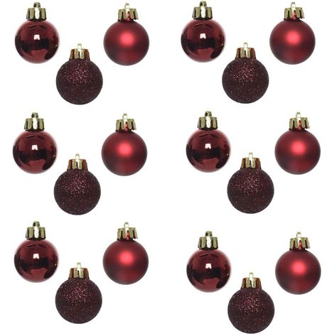 Shatterproof Burgundy Christmas Baubles 3cm Pack Sizes for Trees, Garlands and Festive Displays (1/2)