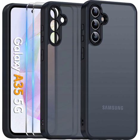 Funda protectora negra mate para Samsung A35 5G + 2 protectores de cristal (1/5)