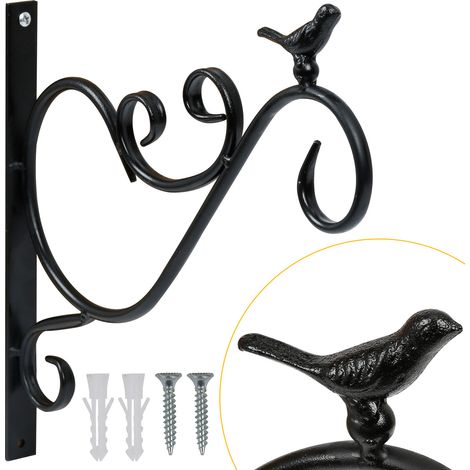 TolleTour Blumenhaken 4er Set mit Vogel Motiv, Metall Schwarz Wandhalterung für Pflanzen und Gartendeko