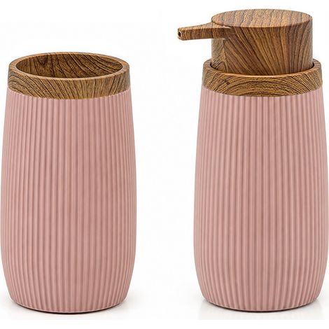 Set accessori bagno con dispenser e portaspazzolini rosa cipria Blob (1/5)