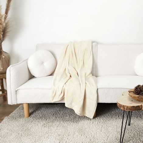 Plaid - HOME DECO FACTORY - Beige - Flanelle - Tout Doux (1/2)