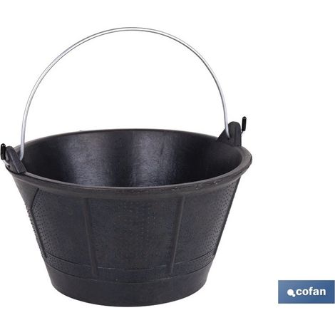 Secchio in gomma italiana con capacità di 10 litri e manico in metallo, Ø34,5x22,8 cm, nero