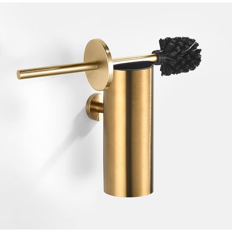 Cepillo de baño con soporte para inodoro - Soporte para cepillo de baño - Cepillo de limpieza de pared - Oro cepillado (1/5)