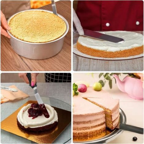 6Pcs Spatule Coudée Patisserie, Gâteaux Lissage Spatule Inox, Spatule Coudée Patisserie Lissage Gateau, Spatule Coudée Patisseri (1/4)