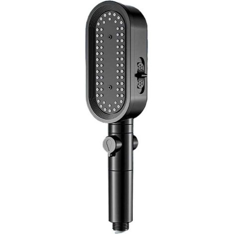 Soffione doccia con pulsante di arresto, soffione doccia ad alta pressione, cartuccia filtrante integrata, accessori per il bagno, doccetta a mano con 3 modalità (nero) -Crezuo