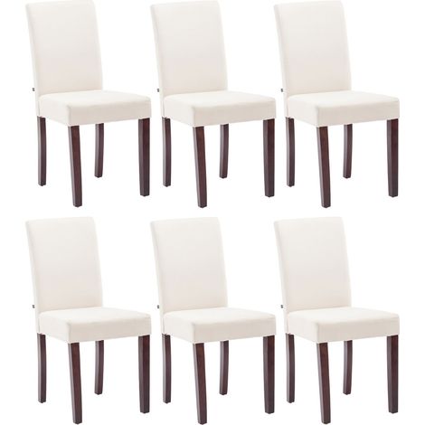Lot de 6 Chaises de salle à manger Ina Tissu avec pieds en Bois Crème Cappuccino (1/5)