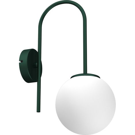 Applique murale minimaliste verte avec boule en verre blanc E14 15W (1/5)