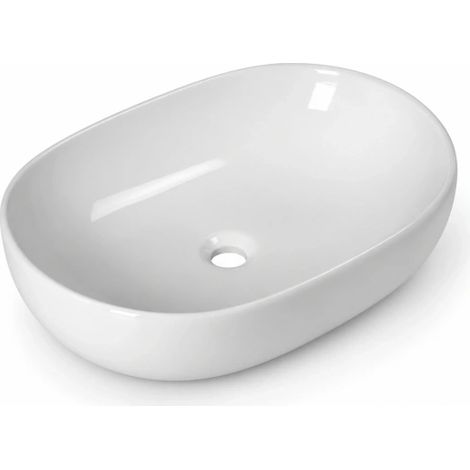 Lavabo da appoggio in ceramica bianca modello eurus 60 59,5x42x14 cm BARBOTTINA