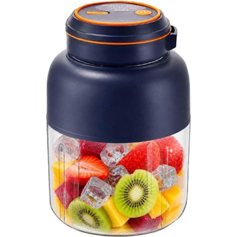 Bol mélangeur sans fil 13 L (45 oz) 180 W 38 lames pour jus frais rechargeable USB bleu (1/5)