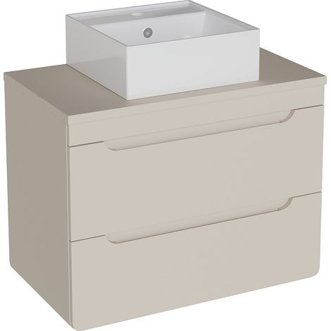 Mobile bagno sospeso con lavabo da appoggio quadrato Beige 80 cm - ARUBA