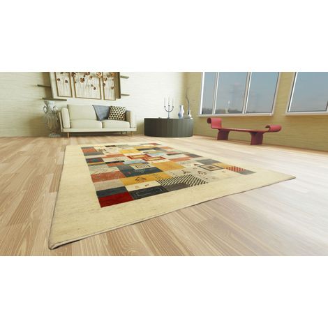Tapis Loribaft Tapis Awaro - Tapis en laine - 300x200cm, Rectangular - 92% Laine vierge, 8% Soie - Noué main - Beige (1/5)