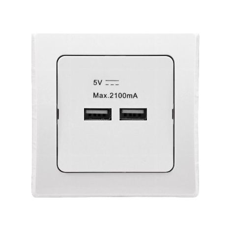 DELPHI 2-fach USB Ladegerät Unterputz 5V 2100mAh, 2,1A Netzteil Weiß (1/2)