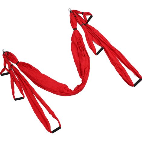 Ensemble de balançoire de yoga aérien en polyester et coton, réglable, pour améliorer la flexibilité et la pratique du yoga et de l'exercice physique (rouge). (1/5)