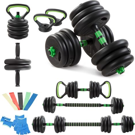Trintion 20KG 5-in-1 Adjustable Dumbbell Set with Barbell & Kettlebell - Home Gym Weights Set for Men & Women Includes Resistance Bands (5-Pack), Ab Roller & Gloves - Free Weights for Full Body Workou (1/5)
