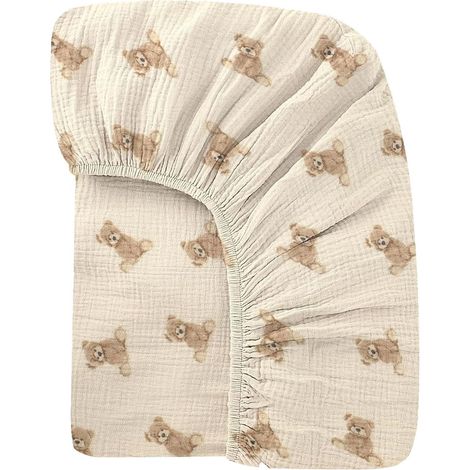 Muslin Fitted Sheet 52 x 28 Inches for Crib Mattress 100% Cotton Soft Boho Style Bedding Fits Perfectly with Standard Size Crib Mattress (1/5)
