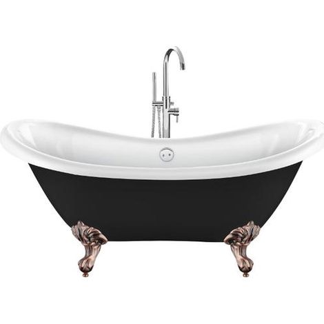 Baignoire ancienne sur pieds d'aigle 175 cm – Résicryl noir brillant – Renforcement fibre de verre – Épaisseur 80 mm – Rogier&Mothes