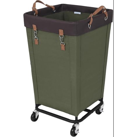 Panier à linge avec roulettes, panier à linge sale pour hôtel, maison, placard, dortoir, vert (1/5)